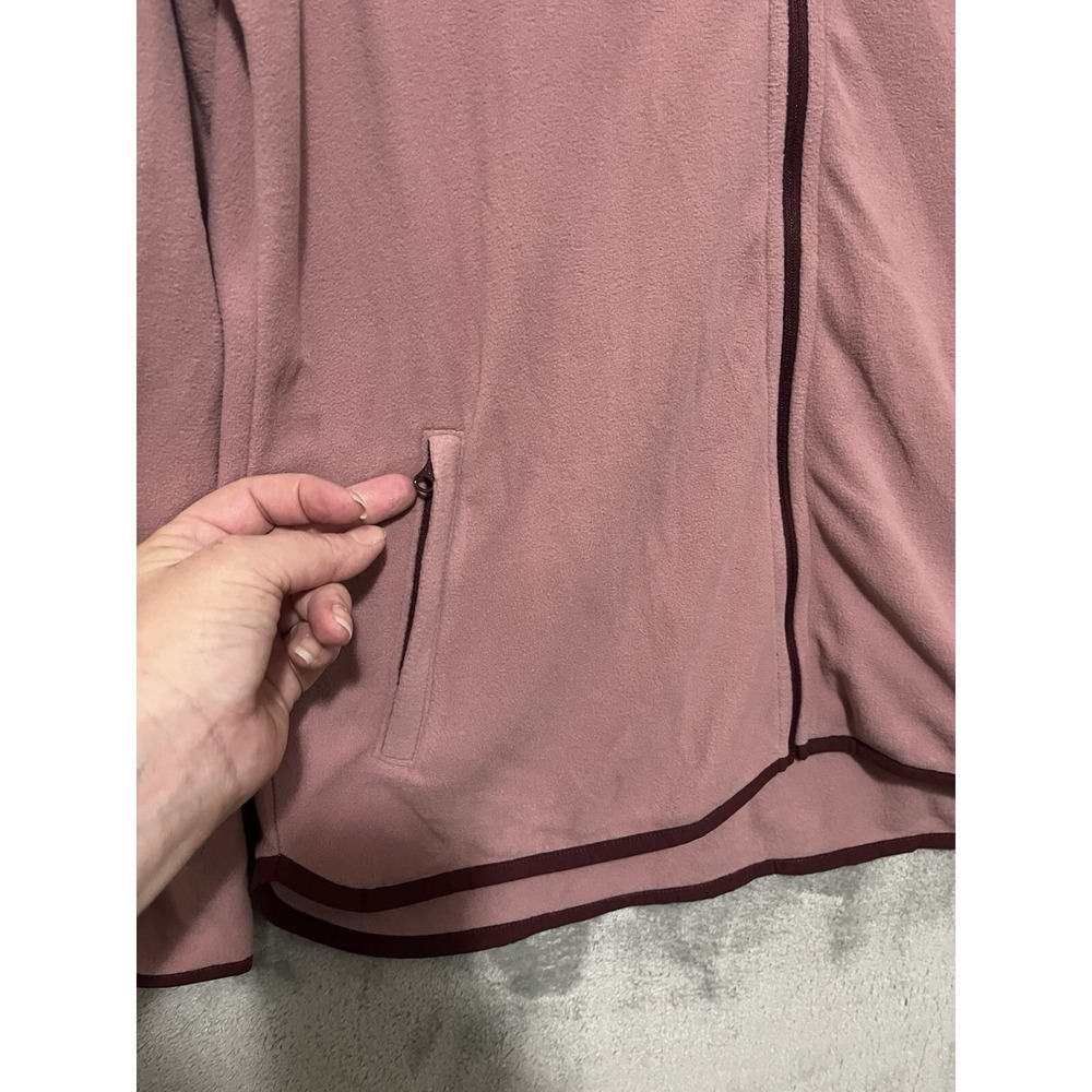 LL Bean Womens Full Zip Fleece Jacket M Pink Burgundy Trim 518458 Repreve F23 - Picture 3 of 8